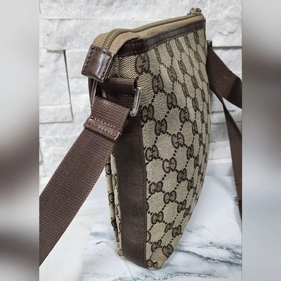 Uni Sex Brown Patterned Crossbody Bag - Picture 5 of 15